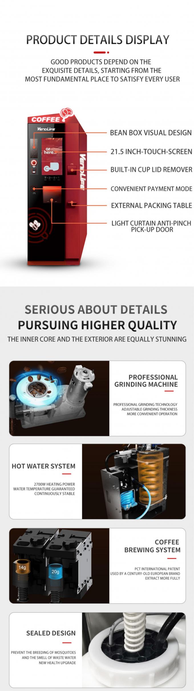 MDB Coffee Vending Machine With Card Reader 50Hz Vendlife Galvanized Shell